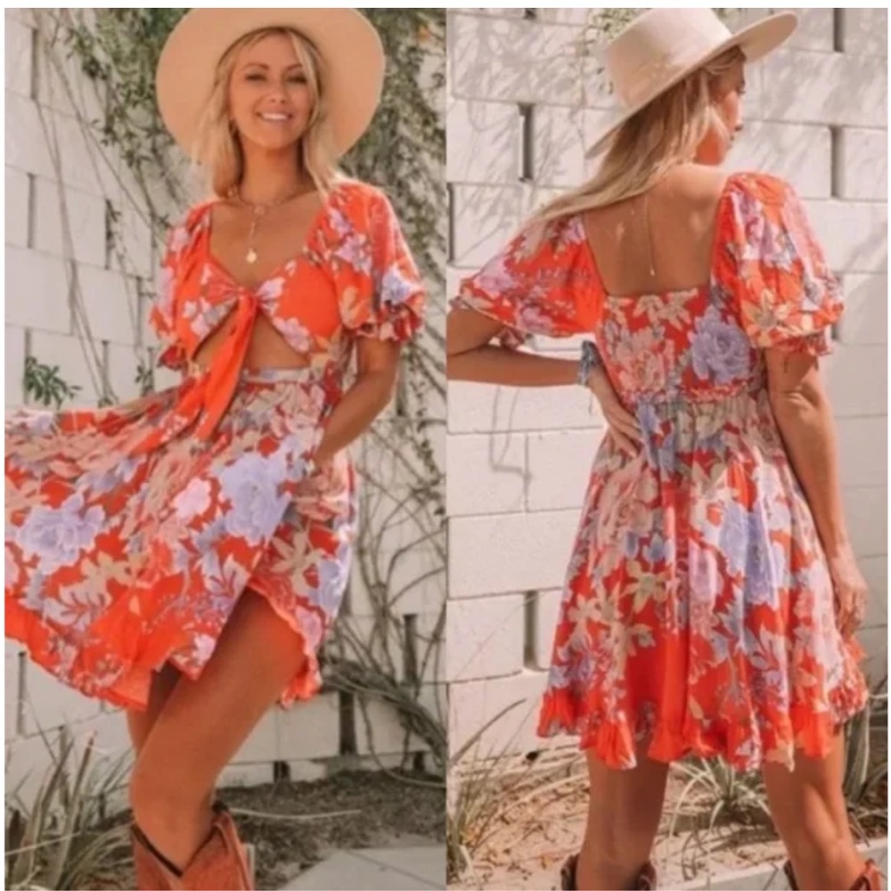 Floral Red Dress